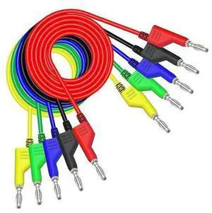 5PCS Stackable Banana To Banana Plug Test Leads Soft Electrical Test Cable Wire 3.3Ft/1M For Multimeter 1000V 15A 5PCS Stackable Banana To Banana Plug Test Leads Soft Electrical Test Cable Wire 3.3Ft/1M For Multimeter 1000V 15A