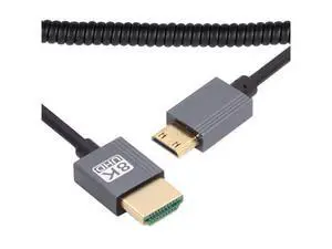 Cable Mini HDMI 2.1 Male to HDMI Male 8K 60hz Stretch Coiled Cable for HDTV Computer Laptop Monitor (100cm) Cable Mini HDMI 2.1 Male to HDMI Male 8K 60hz Stretch Coiled Cable for HDTV Computer Laptop Monitor (100cm)