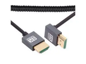 Cable HDMI 2.1 Male to HDMI Male 8K 60hz Stretch Coiled Cable Up Angled 90 Degree for HDTV Computer Laptop Monitor Cable HDMI 2.1 Male to HDMI Male 8K 60hz Stretch Coiled Cable Up Angled 90 Degree for HDTV Computer Laptop Monitor