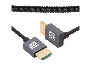 Cable HDMI 2.1 Male to HDMI Male 8K 60hz Stretch Coiled Cable Down Angled 90 Degree for HDTV Computer Laptop Monitor Cable HDMI 2.1 Male to HDMI Male 8K 60hz Stretch Coiled Cable Down Angled 90 Degree for HDTV Computer Laptop Monitor