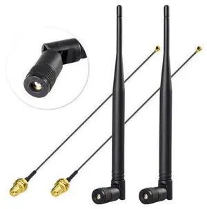 2-Pack 6dBi 2.4GHz 5GHz 5.8GHz WiFi RP-SMA Antenna & IPX U.FL Pigtail Cable 15cm 2-Pack 6dBi 2.4GHz 5GHz 5.8GHz WiFi RP-SMA Antenna & IPX U.FL Pigtail Cable 15cm