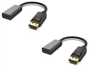 2 PCS 1 set DisplayPort DP to HDMI Cable,Male To Female Display Port to HDMI Adapter Converter Black Laptop PC for HP/DELL 2 packs 2 PCS 1 set DisplayPort DP to HDMI Cable,Male To Female Display Port to HDMI Adapter Converter Black Laptop PC for HP/DELL 2 packs