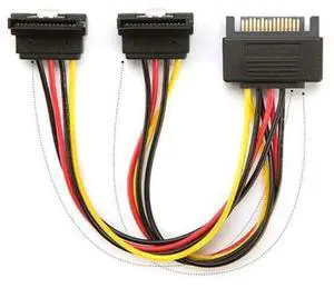 15Pin Male to 2 Female 90 degree SATA Power Cable Adapter 20CM for PC Computer 15Pin Male to 2 Female 90 degree SATA Power Cable Adapter 20CM for PC Computer