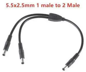 DC Power supply Connector Extension Cable 5.5 x 2.5mm 1 Male To 2 Male Plug Splitter Power Cable for CCTV Camera Adapter Cords DC Power supply Connector Extension Cable 5.5 x 2.5mm 1 Male To 2 Male Plug Splitter Power Cable for CCTV Camera Adapter Cords