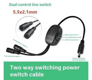 5.5x2.1mm 1 Male To 2 Female Plug Jack Splitter Connector Supply DC Power Cable with on-off Switches For CCTV Camera LED Strip 5.5x2.1mm 1 Male To 2 Female Plug Jack Splitter Connector Supply DC Power Cable with on-off Switches For CCTV Camera LED Strip