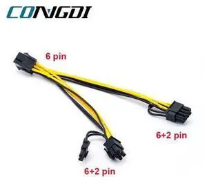 PCI-E 6-pin to Dual 6+2-pin (6-pin/8-pin) Power Splitter Cable Graphics Card PCIE PCI Express 6Pin to Dual 8 Pin Power Cable PCI-E 6-pin to Dual 6+2-pin (6-pin/8-pin) Power Splitter Cable Graphics Card PCIE PCI Express 6Pin to Dual 8 Pin Power Cable