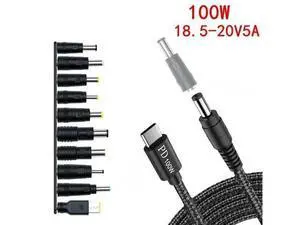100W TypeC DC Power Adapter Kits Universal 5.5 mm x 2.1 mm DC AC Power Adapter 10 Tips Connector For Laptop Power Supply Plug 100W TypeC DC Power Adapter Kits Universal 5.5 mm x 2.1 mm DC AC Power Adapter 10 Tips Connector For Laptop Power Supply Plug