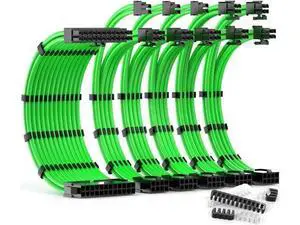 PSU Cable Extension Kit 30CM Length with Combs,1x24Pin/2x8Pin(4+4) EPS/3x8Pin(6P+2P) PCI-E/PC Sleeved for ATX Power Supply,(Green) PSU Cable Extension Kit 30CM Length with Combs,1x24Pin/2x8Pin(4+4) EPS/3x8Pin(6P+2P) PCI-E/PC Sleeved for ATX Power Supply,(Green)