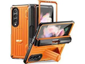Case for Samsung Galaxy Z Fold 3 5G 2021, Military-Grade Full-Body Shockproof Rugged Bumper Case Cover with Built-in Screen Protector & Kickstand & S Pen Slot Orange Case for Samsung Galaxy Z Fold 3 5G 2021, Military-Grade Full-Body Shockproof Rugged Bumper Case Cover with Built-in Screen Protector & Kickstand & S Pen Slot Orange