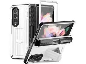 Case for Samsung Galaxy Z Fold 3 5G 2021, Military-Grade Full-Body Shockproof Rugged Bumper Case Cover with Built-in Screen Protector & Kickstand & S Pen Slot White Case for Samsung Galaxy Z Fold 3 5G 2021, Military-Grade Full-Body Shockproof Rugged Bumper Case Cover with Built-in Screen Protector & Kickstand & S Pen Slot White