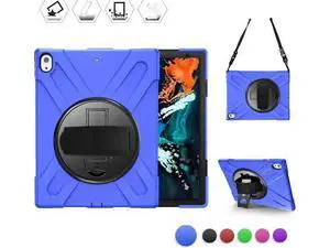 iPad Pro 12.9 Case 3rd Gen 2018 Heavy Duty Shockproof Protective Case Cover with 360 Degree Rotating Kickstand / Adjustable Hand Strap and Carrying Shoulder Strap for iPad Pro 12.9 3rd Generation Blue iPad Pro 12.9 Case 3rd Gen 2018 Heavy Duty Shockproof Protective Case Cover with 360 Degree Rotating Kickstand / Adjustable Hand Strap and Carrying Shoulder Strap for iPad Pro 12.9 3rd Generation Blue