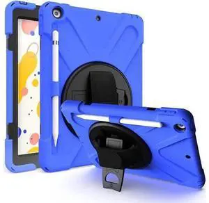 New iPad 10.2 Case 2019 iPad 7th Generation Case Cover with Pencil Holder / Rotatable Stand / Hand Strap and Shoulder Belt Shockproof Case for iPad 10.2 inch 2019 Tablet A2197 A2198 A2200 Blue New iPad 10.2 Case 2019 iPad 7th Generation Case Cover with Pencil Holder / Rotatable Stand / Hand Strap and Shoulder Belt Shockproof Case for iPad 10.2 inch 2019 Tablet A2197 A2198 A2200 Blue