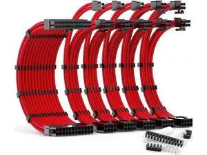 PSU Cable Extension Kit 30CM Length with Combs,1x24Pin/2x8Pin(4+4) EPS/3x8Pin(6P+2P) PCI-E/PC Sleeved for ATX Power Supply, All- Red PSU Cable Extension Kit 30CM Length with Combs,1x24Pin/2x8Pin(4+4) EPS/3x8Pin(6P+2P) PCI-E/PC Sleeved for ATX Power Supply, All- Red
