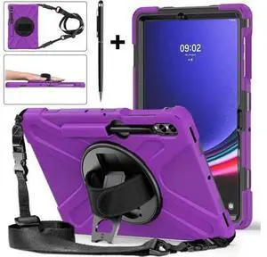 Protective Case for Samsung Galaxy Tab S9 Plus 2023 / S8 Plus 2022 / S7 FE 2021 / S7 Plus 2020 12.4 inch Tablet Shockproof Cover with 360 Degree Rotating Kickstand, Hand/Shoulder Strap Purple Protective Case for Samsung Galaxy Tab S9 Plus 2023 / S8 Plus 2022 / S7 FE 2021 / S7 Plus 2020 12.4 inch Tablet Shockproof Cover with 360 Degree Rotating Kickstand, Hand/Shoulder Strap Purple