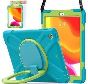 iPad 8th 7th Generation Case, iPad 10.2 inch Case 2020 2019, Heavy Duty Rugged Kids Cover with Rotating Stand/Pencil Holder/Carrying Strap Light Blue iPad 8th 7th Generation Case, iPad 10.2 inch Case 2020 2019, Heavy Duty Rugged Kids Cover with Rotating Stand/Pencil Holder/Carrying Strap Light Blue