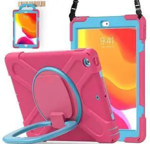 iPad 8th 7th Generation Case, iPad 10.2 inch Case 2020 2019, Heavy Duty Rugged Kids Cover with Rotating Stand/Pencil Holder/Carrying Strap Rose Red iPad 8th 7th Generation Case, iPad 10.2 inch Case 2020 2019, Heavy Duty Rugged Kids Cover with Rotating Stand/Pencil Holder/Carrying Strap Rose Red