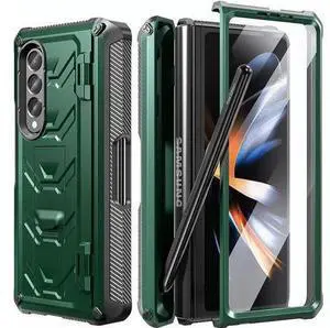 For Samsung Galaxy Z Fold 4 Case with S Pen Holder Built-in Kickstand & Screen Protector, 360° Full-Body & Hinge Protection Rugged Heavy Duty Phone Cover for Galaxy Z Fold 4 2022 5G Green For Samsung Galaxy Z Fold 4 Case with S Pen Holder Built-in Kickstand & Screen Protector, 360° Full-Body & Hinge Protection Rugged Heavy Duty Phone Cover for Galaxy Z Fold 4 2022 5G Green