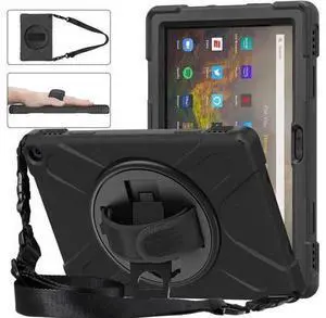 Amazon Kindle Fire HD 10 / Fire HD 10 Plus 11th Generation 2021 Case, Shockproof Rugged Drop Protection Cover with Pencil Holder and Rotating Kickstand Hand Strap / Shoulder Strap Amazon Kindle Fire HD 10 / Fire HD 10 Plus 11th Generation 2021 Case, Shockproof Rugged Drop Protection Cover with Pencil Holder and Rotating Kickstand Hand Strap / Shoulder Strap
