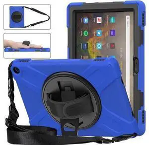 Amazon Kindle Fire HD 10 / Fire HD 10 Plus 11th Generation 2021 Case, Shockproof Rugged Drop Protection Cover with Pencil Holder and Rotating Kickstand Hand Strap / Shoulder Strap Blue Amazon Kindle Fire HD 10 / Fire HD 10 Plus 11th Generation 2021 Case, Shockproof Rugged Drop Protection Cover with Pencil Holder and Rotating Kickstand Hand Strap / Shoulder Strap Blue