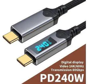 USB5 / Thunderbolt 5 Active Display Cable 80Gbps, 240W PD, 16K@60Hz, LED Power Display, for Laptop, Monitor, eGPU & Docking Station USB5 / Thunderbolt 5 Active Display Cable 80Gbps, 240W PD, 16K@60Hz, LED Power Display, for Laptop, Monitor, eGPU & Docking Station