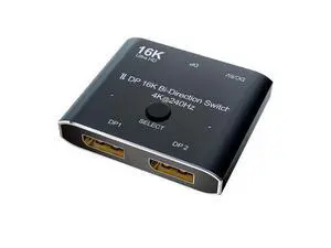 DisplayPort 2.1 Bi-Directional Switch 16K@60Hz, 4K@240Hz, 2-in-1 / 1-in-2, Aluminum Shell, for Gaming Console, PC & Monitor DisplayPort 2.1 Bi-Directional Switch 16K@60Hz, 4K@240Hz, 2-in-1 / 1-in-2, Aluminum Shell, for Gaming Console, PC & Monitor