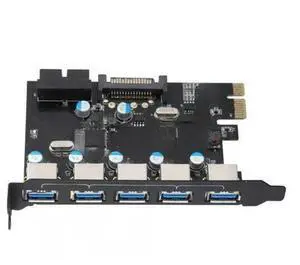PCIE To 7 ports USB3.0 hub PCI-E Expansion PCI Express Card Adapter SATA supply 4pin internal 19pin VLA chispet PCIE To 7 ports USB3.0 hub PCI-E Expansion PCI Express Card Adapter SATA supply 4pin internal 19pin VLA chispet