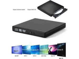 External CD Drive for Laptop, USB2.0 Ultra-Slim Portable CD +/-RW ROM Burner/Writer Compatible with PC Desktop Windows 2000/XP/Vista/Windows7/Windows8(Black) External CD Drive for Laptop, USB2.0 Ultra-Slim Portable CD +/-RW ROM Burner/Writer Compatible with PC Desktop Windows 2000/XP/Vista/Windows7/Windows8(Black)