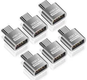 USB C to USB Adapter 10Gbps, Type C Male to A Female Extension Adapater Support Data Transfer and Charging for Phone, Laptop, USB Keyboard 6 Pack (Silver) USB C to USB Adapter 10Gbps, Type C Male to A Female Extension Adapater Support Data Transfer and Charging for Phone, Laptop, USB Keyboard 6 Pack (Silver)