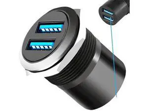 Dual USB 3.0 Threaded Fixing Mount Adapter Round Connector 2 Female to 2 Female Converter 2 Ports USB 3.0 Mounting Socket 5Gbps 5V 2A for High-Speed Data Transfer Charging Dual USB 3.0 Threaded Fixing Mount Adapter Round Connector 2 Female to 2 Female Converter 2 Ports USB 3.0 Mounting Socket 5Gbps 5V 2A for High-Speed Data Transfer Charging