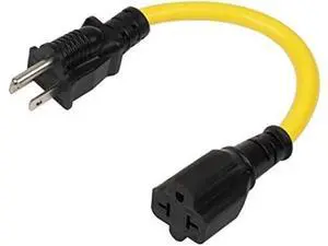 4-1 12AWG Heavy Duty 15 Amp Household AC Plug to 20 Amp T Blade Adapter Cable,5-15P to 5-20R,5-15P to 6-15R,5-15P to 6-20R, AC Power Adapter, L=1FT 4-1 12AWG Heavy Duty 15 Amp Household AC Plug to 20 Amp T Blade Adapter Cable,5-15P to 5-20R,5-15P to 6-15R,5-15P to 6-20R, AC Power Adapter, L=1FT
