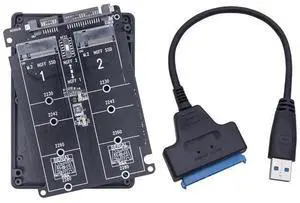 FOR Dual M.2 to SATA 3.0 Adapter M2 NGFF SATA Protocol SSD B Key to SATA 3.0 6Gbps Converter Board Shell with SATA3 to USB 3.0 Cable FOR Dual M.2 to SATA 3.0 Adapter M2 NGFF SATA Protocol SSD B Key to SATA 3.0 6Gbps Converter Board Shell with SATA3 to USB 3.0 Cable