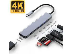 USB C Hub, 7 in 1 USB C to HDMI Multiport Adapter, 4K HDMI, Power Delivery 100 W, USB 3.0 Port, USB 2.0, USB C , SD/TF Card Reader, USB C Dongle for MacBook Pro/Air, Laptop and USB C Devices USB C Hub, 7 in 1 USB C to HDMI Multiport Adapter, 4K HDMI, Power Delivery 100 W, USB 3.0 Port, USB 2.0, USB C , SD/TF Card Reader, USB C Dongle for MacBook Pro/Air, Laptop and USB C Devices