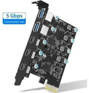 5Gbps PCIe to USB (3X USB C - 2X USB A) Expansion Card,PCI Express Internal USB 3.0 Hub Converter for Desktop PCS Riser Card 5Gbps PCIe to USB (3X USB C - 2X USB A) Expansion Card,PCI Express Internal USB 3.0 Hub Converter for Desktop PCS Riser Card