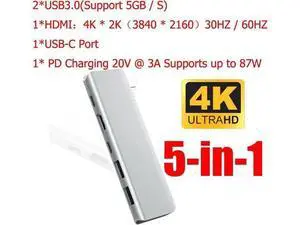 5 in 1 USB TYPE-C HUB USB-C to 4K HDMI USB TYPE-C Adapter with 4K HDMI USB 3.0 for MacBook Laptop 5 in 1 USB TYPE-C HUB USB-C to 4K HDMI USB TYPE-C Adapter with 4K HDMI USB 3.0 for MacBook Laptop