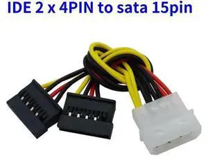 4Pin IDE M-olex To 2 Serial ATA SATA Y Splitter Hard Drive Power Supply Cable for Adding SATA Drives for Bitcoin Miner Mining(2 pcs) 4Pin IDE M-olex To 2 Serial ATA SATA Y Splitter Hard Drive Power Supply Cable for Adding SATA Drives for Bitcoin Miner Mining(2 pcs)