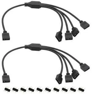 2Pcs ARGB Splitter Cable, 1-to-4 Female to Female 5V 3 Pin Addressable RGB Splitter Extension Cable ARGB LED Sync Cable-AB01 2Pcs ARGB Splitter Cable, 1-to-4 Female to Female 5V 3 Pin Addressable RGB Splitter Extension Cable ARGB LED Sync Cable-AB01