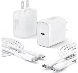 USB C Charger Type C Fast Charging 2 Pack 25W Chargers Block with 2 Pack 6FT USB C to C Cable for iPhone 15 16 Pro Max/iPad/ Series and More USB C Charger Type C Fast Charging 2 Pack 25W Chargers Block with 2 Pack 6FT USB C to C Cable for iPhone 15 16 Pro Max/iPad/ Series and More
