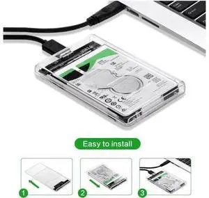 2.5" External Hard Drive Enclosure, SATA III to USB Type-C - Tool Free Installation, Transparent Design,Superspeed 5Gbps Supports UASP and up to 2TB For SATA2.0 2.5", SATA3.0 2.5", SATA SSD 2.5" External Hard Drive Enclosure, SATA III to USB Type-C - Tool Free Installation, Transparent Design,Superspeed 5Gbps Supports UASP and up to 2TB For SATA2.0 2.5", SATA3.0 2.5", SATA SSD