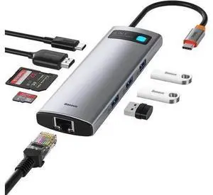 Baseus 8-in-1 USB C Hub Docking Station, USB C Adapter with 4K HDMI, 3 USB 3.0, TF/SD Reader, Ethernet, 100W Power Delivery Compatible with MacBook, Surface, iPad, Steam Deck or Other Type C Devices Baseus 8-in-1 USB C Hub Docking Station, USB C Adapter with 4K HDMI, 3 USB 3.0, TF/SD Reader, Ethernet, 100W Power Delivery Compatible with MacBook, Surface, iPad, Steam Deck or Other Type C Devices