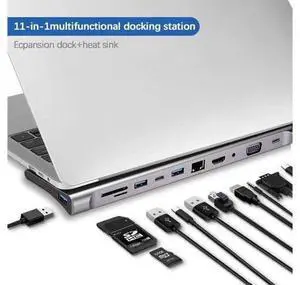 USB C Hub HDMI Ethernet Adapter 11 in 1 USB Type-C Hub to HDMI 4K VGA, Suitable for Samsung Dex Station, Universal Laptop Dock Hub with 87W PD Compatible with MacBook Pro / 2018 2017 / iPad/Air USB C Hub HDMI Ethernet Adapter 11 in 1 USB Type-C Hub to HDMI 4K VGA, Suitable for Samsung Dex Station, Universal Laptop Dock Hub with 87W PD Compatible with MacBook Pro / 2018 2017 / iPad/Air