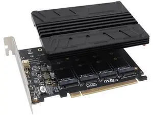 Quad NVMe PCIe Adapter M.2 NVMe SSD to PCI-e 4.0 3.0 x16 Card with Individual LED Indicator Heat Sink Support 2230 2242 2260 2280 NVMe SSD (PCI-e Bifurcation Required) Quad NVMe PCIe Adapter M.2 NVMe SSD to PCI-e 4.0 3.0 x16 Card with Individual LED Indicator Heat Sink Support 2230 2242 2260 2280 NVMe SSD (PCI-e Bifurcation Required)