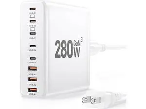 280W USB C Charger Block 8-Port USB C Charging Station GaN III PD 65W Laptop Charger Adapter Compatible with MacBookPro/Air iPad Portable Charging Station for iPhone Galaxy (White) 280W USB C Charger Block 8-Port USB C Charging Station GaN III PD 65W Laptop Charger Adapter Compatible with MacBookPro/Air iPad Portable Charging Station for iPhone Galaxy (White)