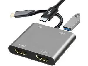 USB C to Dual HDMI Adapter for Monitor, USBC Laptop Docking Station Dual Monitor Dongle MacBook, USB-C Hub Powered Mac, USB 3.0 to USB C Adapter Cable with Fast Charging Chromebook, Type C Dock USB C to Dual HDMI Adapter for Monitor, USBC Laptop Docking Station Dual Monitor Dongle MacBook, USB-C Hub Powered Mac, USB 3.0 to USB C Adapter Cable with Fast Charging Chromebook, Type C Dock
