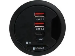 60 cm Grommet Hole - in Desk - USB 3.2 Gen I ( 5Gbps ) 3 Port Hub ( 2A1C) with SD / TF Card Reader, with 5V4A AC/DC Adapter 60 cm Grommet Hole - in Desk - USB 3.2 Gen I ( 5Gbps ) 3 Port Hub ( 2A1C) with SD / TF Card Reader, with 5V4A AC/DC Adapter