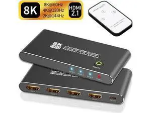 HDMI Switcher with Remote Control 8K 4K 120hz Ultra HD 8K High Speed 48Gbps Directional HDMI Switch 3in 1out 8K@60Hz 4K@120Hz Switcher Converter Compatible with Xbox PS5 Projectors HDMI Switcher with Remote Control 8K 4K 120hz Ultra HD 8K High Speed 48Gbps Directional HDMI Switch 3in 1out 8K@60Hz 4K@120Hz Switcher Converter Compatible with Xbox PS5 Projectors