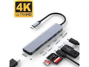 USB C Hub, 7 in 1 USB C to HDMI Multiport Adapter, 4K HDMI, Power Delivery 100 W, 2*USB 3.0 Port, USB C , SD/TF Card Reader, USB C Dongle for MacBook Pro/Air, Laptop and USB C Devices USB C Hub, 7 in 1 USB C to HDMI Multiport Adapter, 4K HDMI, Power Delivery 100 W, 2*USB 3.0 Port, USB C , SD/TF Card Reader, USB C Dongle for MacBook Pro/Air, Laptop and USB C Devices