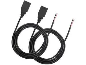 FOR 2pcs/lot USB Female Pigtail Cable Extension Power Cable 22AWG 5V 3A Socket to 2 Pin Bare Wire Open End Connector for DIY-2 Pcs FOR 2pcs/lot USB Female Pigtail Cable Extension Power Cable 22AWG 5V 3A Socket to 2 Pin Bare Wire Open End Connector for DIY-2 Pcs