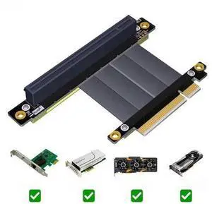 FOR PCI Express PCIe 3.0 x8 to x16 Riser Card Extension Cable 8Gbps High Speed PCI Express 16x Ribbon Extender 90 Degree Right Angle FOR PCI Express PCIe 3.0 x8 to x16 Riser Card Extension Cable 8Gbps High Speed PCI Express 16x Ribbon Extender 90 Degree Right Angle