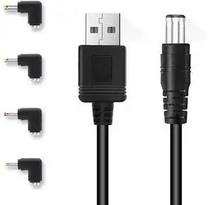 FOR USB to DC 5.5x2.1mm Barrel Jack Center Pin Positive Power Cable Cord with 4 connectors5.5x2.5, 4.0x1.7, 3.5x1.35, 2.5x0 FOR USB to DC 5.5x2.1mm Barrel Jack Center Pin Positive Power Cable Cord with 4 connectors5.5x2.5, 4.0x1.7, 3.5x1.35, 2.5x0