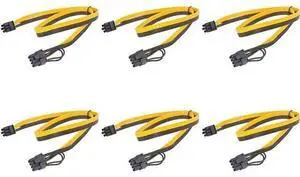 6PCS PCIe 6Pin to 6+2 Pin Power Supply Cable 8 Pin to 6 Pin PCI Express Graphics Card Power Cable GPU to GPU Male Port for Server 6Pin Converter Board BTC Miner (90cm,6PCS a Lot) 6PCS PCIe 6Pin to 6+2 Pin Power Supply Cable 8 Pin to 6 Pin PCI Express Graphics Card Power Cable GPU to GPU Male Port for Server 6Pin Converter Board BTC Miner (90cm,6PCS a Lot)